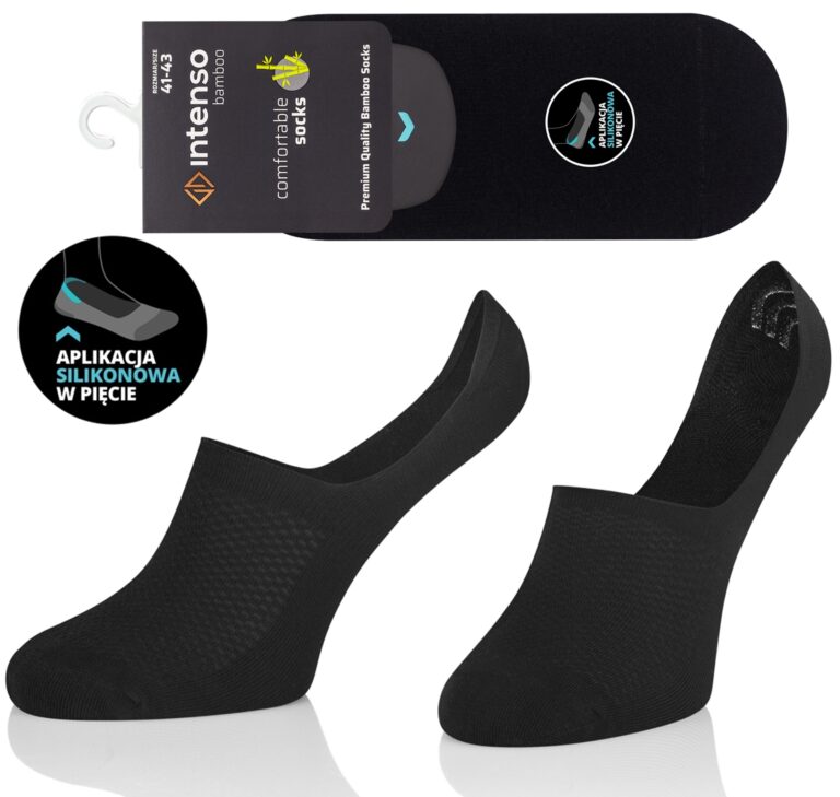 STOPKI BAMBUSOWE MĘSKIE DO MOKASYN ODDYCHAJĄCE CZARNE