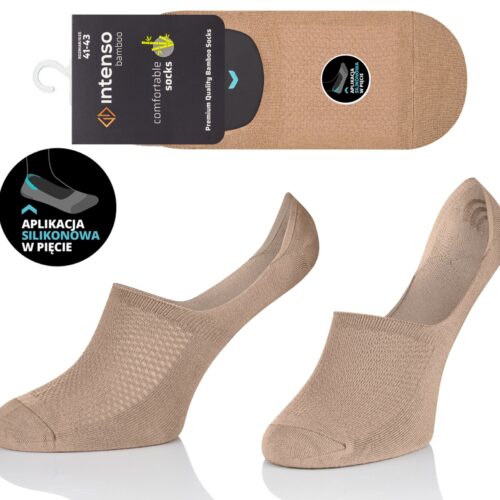 STOPKI BAMBUSOWE MĘSKIE DO MOKASYN ODDYCHAJĄCE BEŻOWE