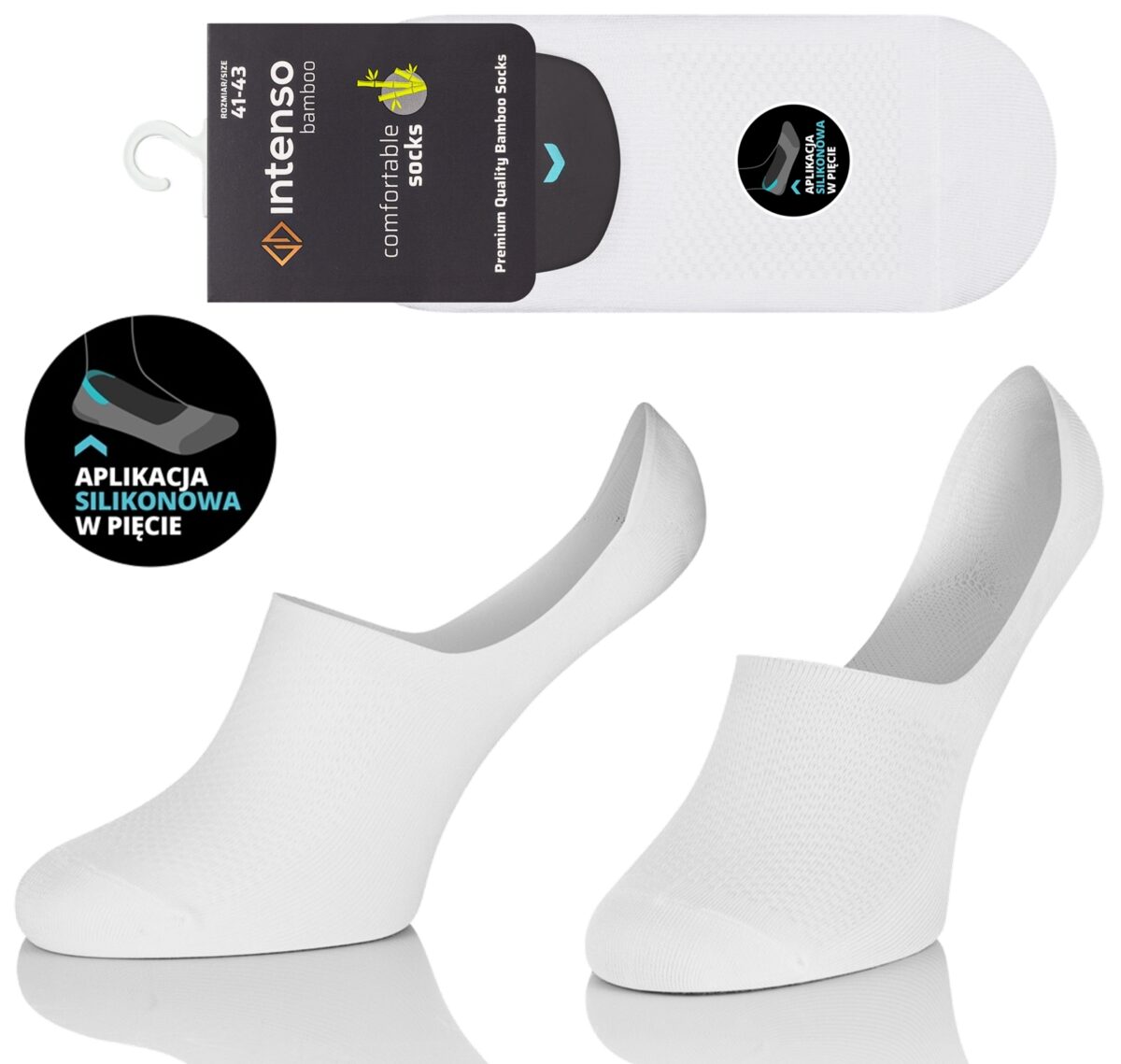 STOPKI BAMBUSOWE MĘSKIE DO MOKASYN ODDYCHAJĄCE BIAŁE