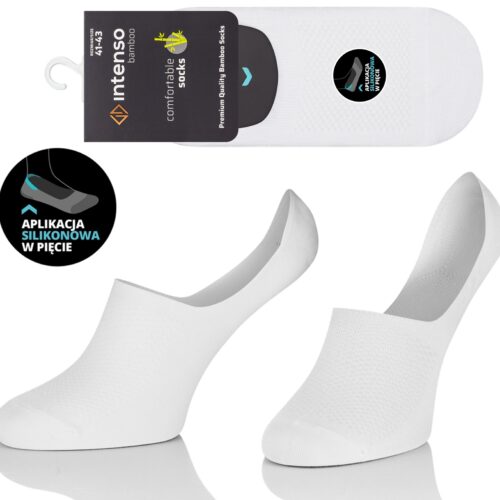 STOPKI BAMBUSOWE MĘSKIE DO MOKASYN ODDYCHAJĄCE BIAŁE