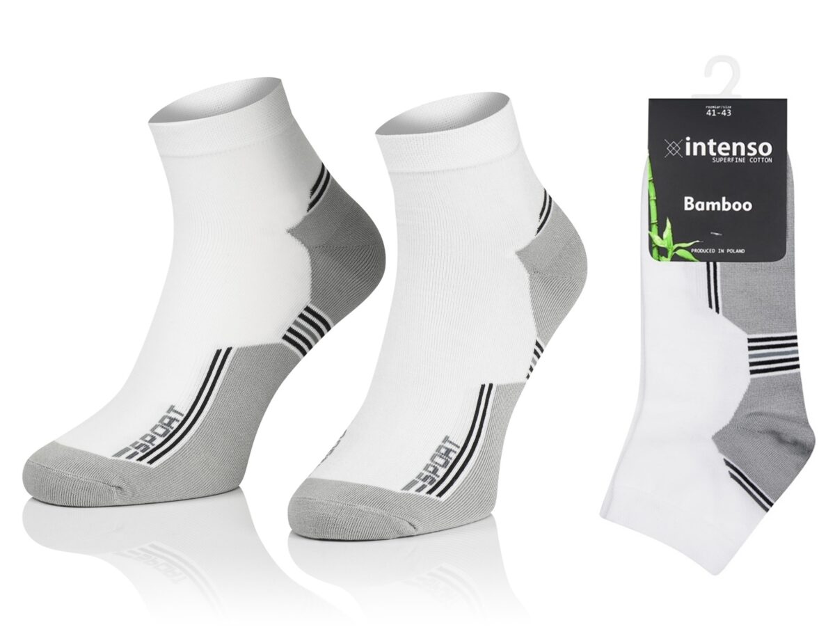 KRÓTKIE SKARPETKI 3/4 ZAKOSTKI SPORTOWE BAMBUSOWE WZÓR 01