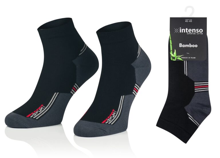 KRÓTKIE SKARPETKI 3/4 ZAKOSTKI SPORTOWE BAMBUSOWE WZÓR 04