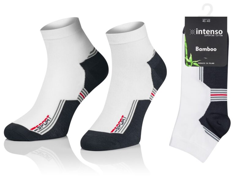KRÓTKIE SKARPETKI 3/4 ZAKOSTKI SPORTOWE BAMBUSOWE WZÓR 02