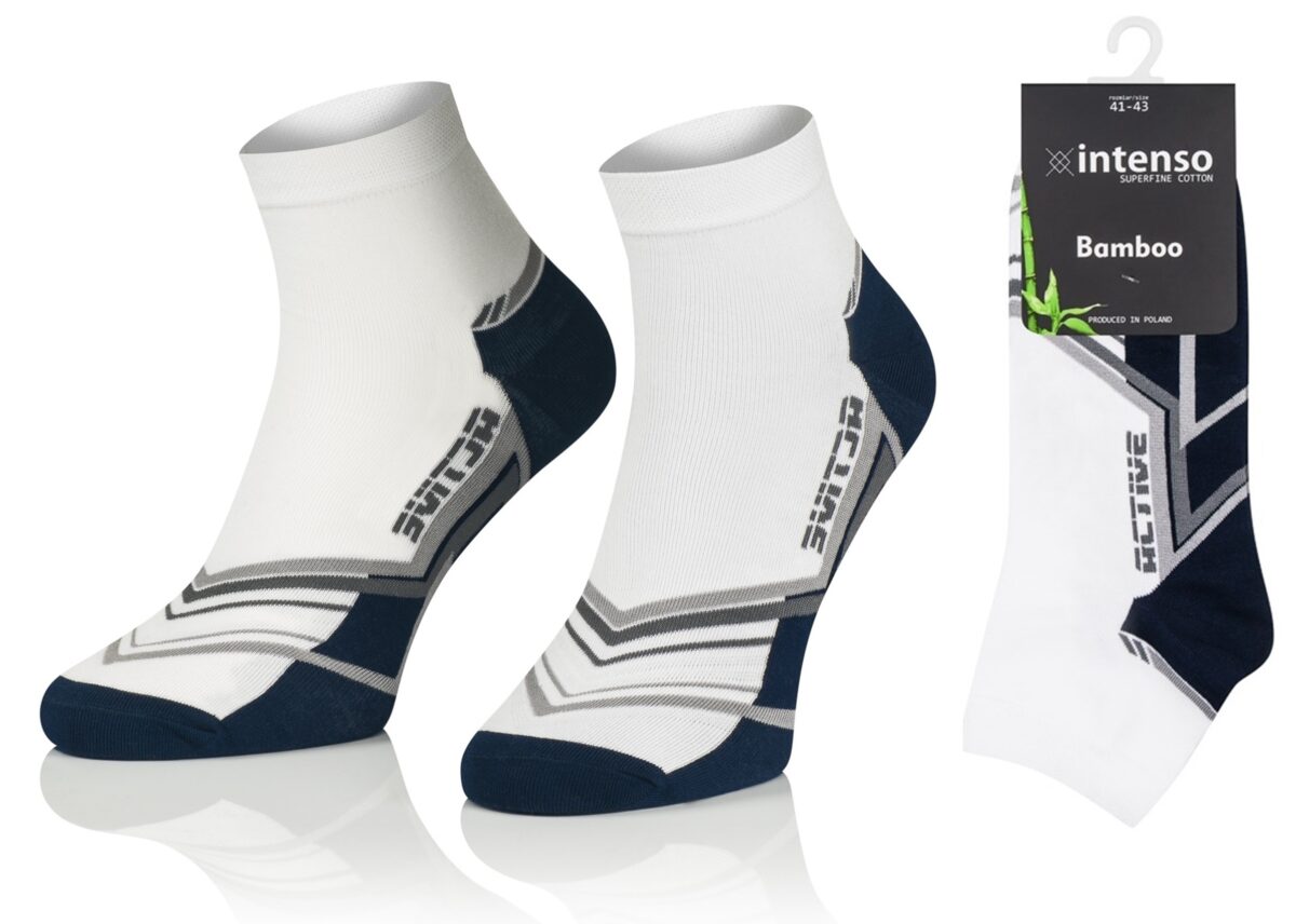 KRÓTKIE SKARPETKI 3/4 ZAKOSTKI SPORTOWE BAMBUSOWE WZÓR 05