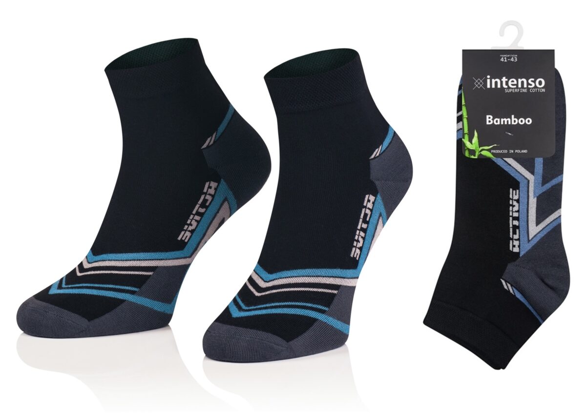 KRÓTKIE SKARPETKI 3/4 ZAKOSTKI SPORTOWE BAMBUSOWE WZÓR 08
