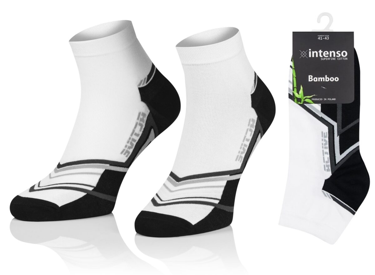 KRÓTKIE SKARPETKI 3/4 ZAKOSTKI SPORTOWE BAMBUSOWE WZÓR 06