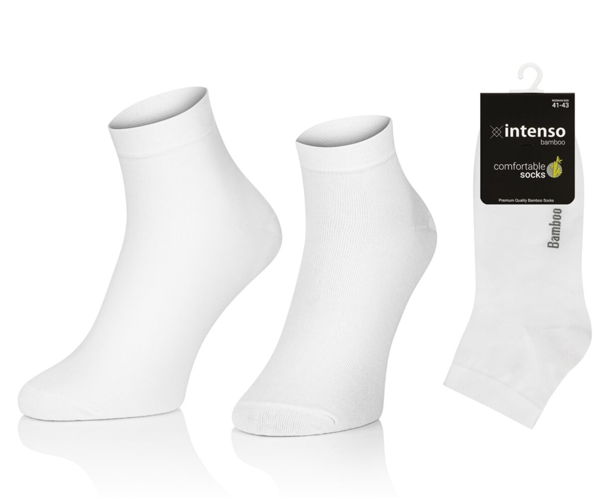 KRÓTKIE SKARPETKI BAMBUSOWE MĘSKIE 3/4 ZAKOSTKI BIAŁE