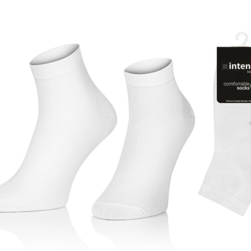 KRÓTKIE SKARPETKI BAMBUSOWE MĘSKIE 3/4 ZAKOSTKI BIAŁE