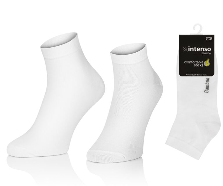 KRÓTKIE SKARPETKI BAMBUSOWE MĘSKIE 3/4 ZAKOSTKI BIAŁE