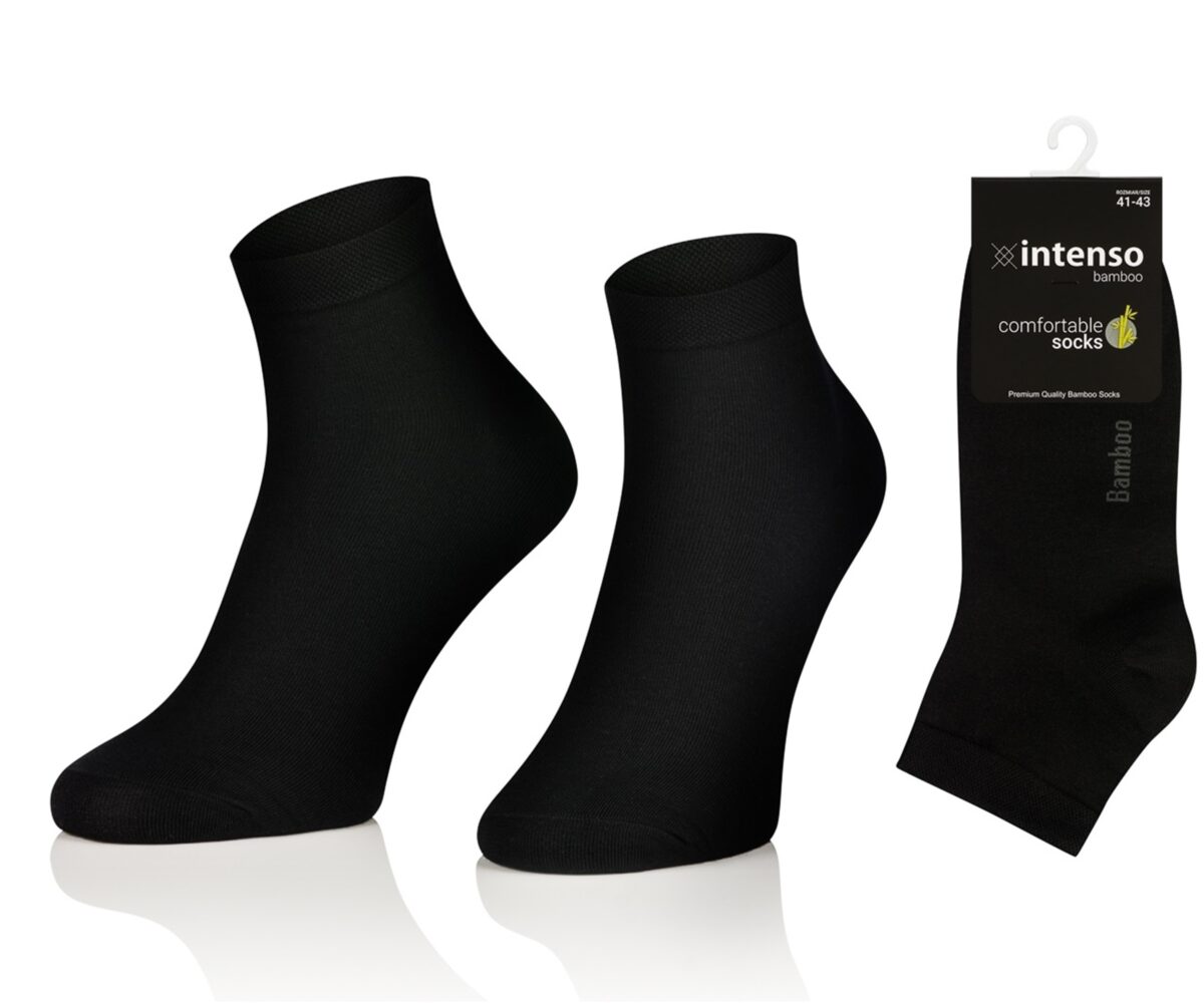 KRÓTKIE SKARPETKI BAMBUSOWE MĘSKIE 3/4 ZAKOSTKI CZARNE
