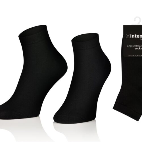 KRÓTKIE SKARPETKI BAMBUSOWE MĘSKIE 3/4 ZAKOSTKI CZARNE