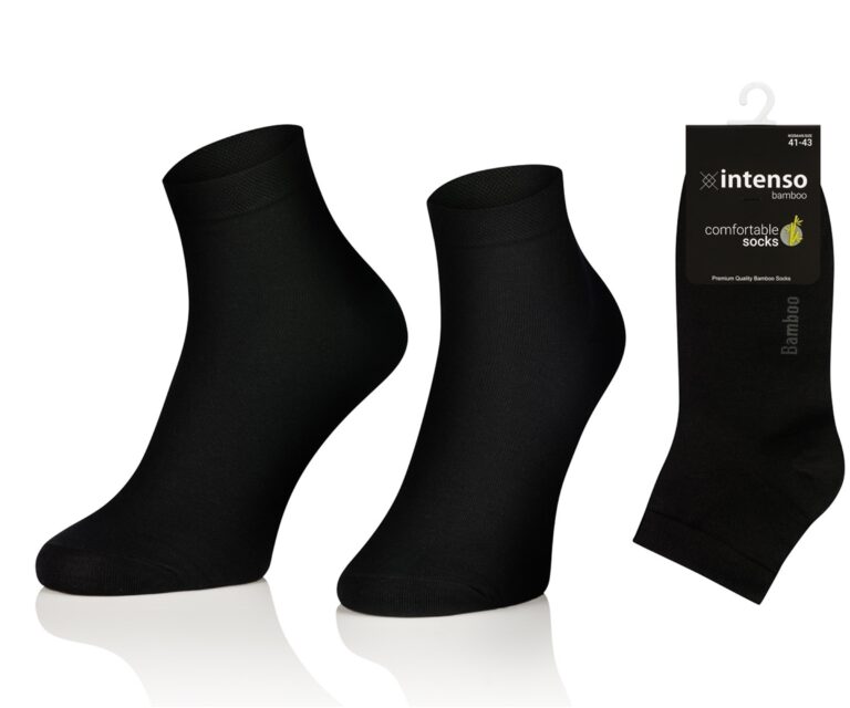 KRÓTKIE SKARPETKI BAMBUSOWE MĘSKIE 3/4 ZAKOSTKI CZARNE