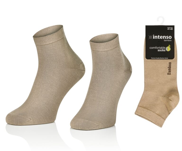 KRÓTKIE SKARPETKI BAMBUSOWE MĘSKIE 3/4 ZAKOSTKI BEŻ
