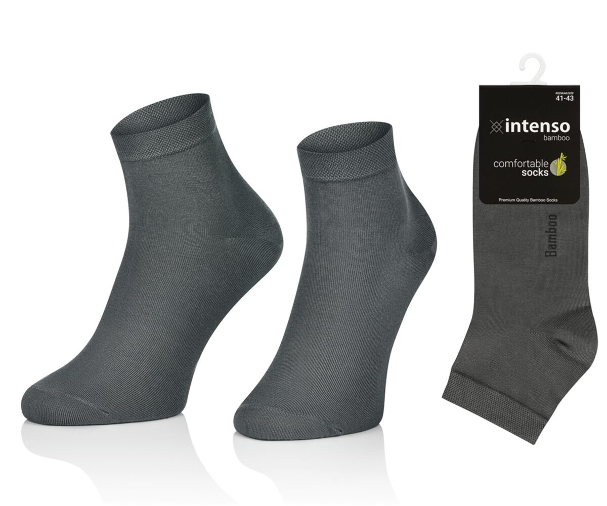 KRÓTKIE SKARPETKI BAMBUSOWE MĘSKIE 3/4 ZAKOSTKI SZARE