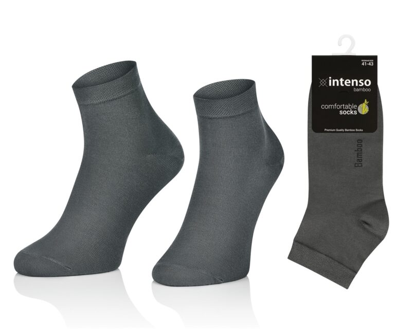 KRÓTKIE SKARPETKI BAMBUSOWE MĘSKIE 3/4 ZAKOSTKI SZARE