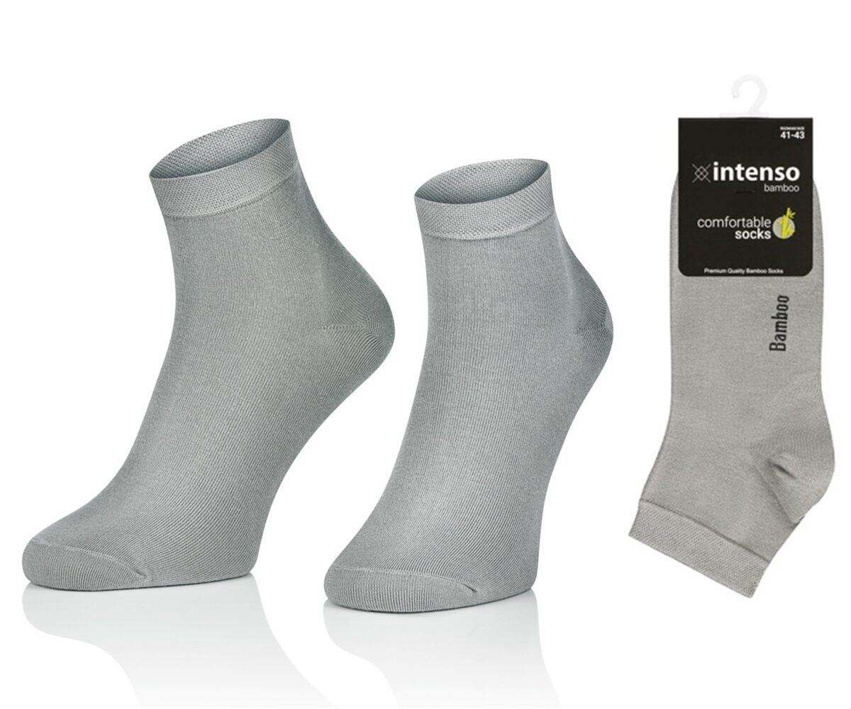 KRÓTKIE SKARPETKI BAMBUSOWE MĘSKIE 3/4 ZAKOSTKI POPIEL