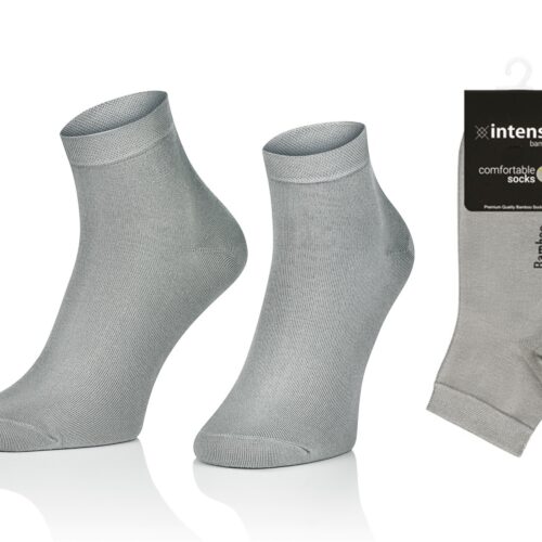 KRÓTKIE SKARPETKI BAMBUSOWE MĘSKIE 3/4 ZAKOSTKI POPIEL