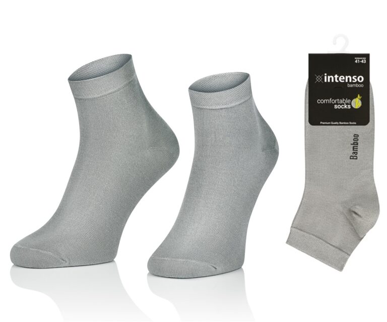 KRÓTKIE SKARPETKI BAMBUSOWE MĘSKIE 3/4 ZAKOSTKI POPIEL