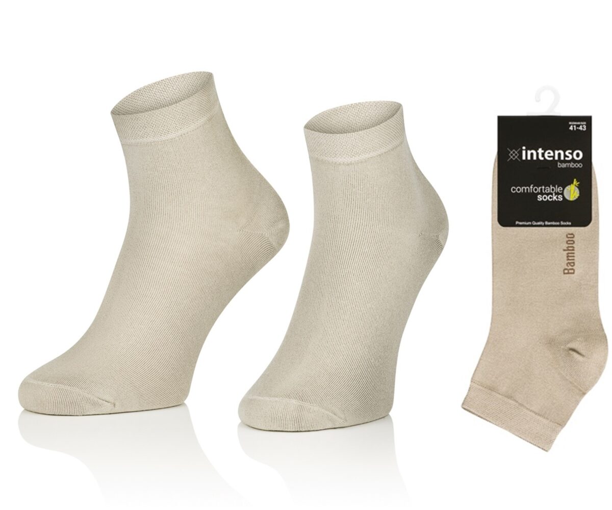 KRÓTKIE SKARPETKI BAMBUSOWE MĘSKIE 3/4 ZAKOSTKI JASNY BEŻ