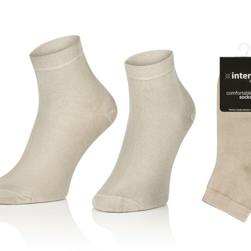 KRÓTKIE SKARPETKI BAMBUSOWE MĘSKIE 3/4 ZAKOSTKI JASNY BEŻ