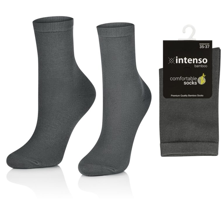 SKARPETKI BAMBUSOWE DAMSKIE / MŁODZIEŻOWE ODDYCHAJĄCE SZARE