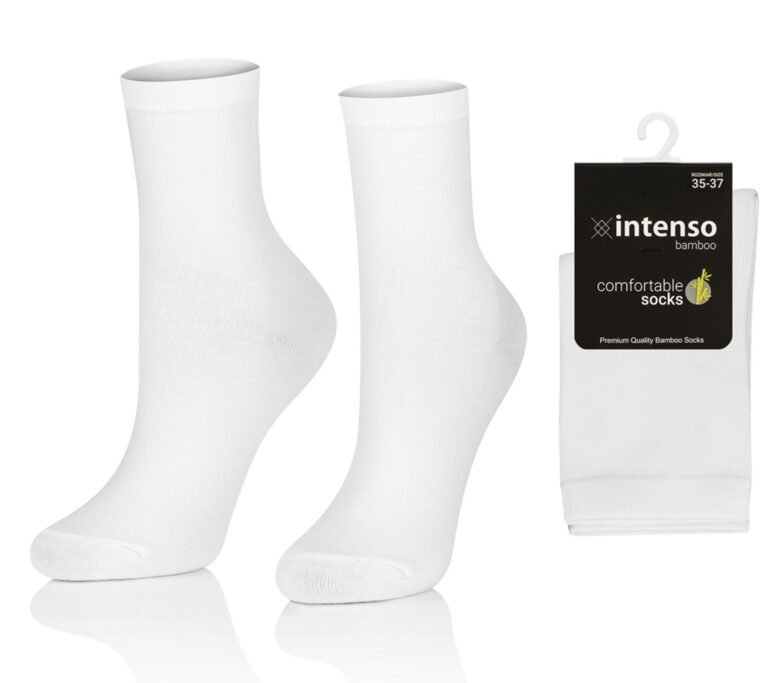 SKARPETKI BAMBUSOWE DAMSKIE / MŁODZIEŻOWE ODDYCHAJĄCE BIAŁE