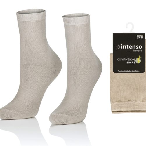 SKARPETKI BAMBUSOWE DAMSKIE / MŁODZIEŻOWE ODDYCHAJĄCE JASNY BEŻ