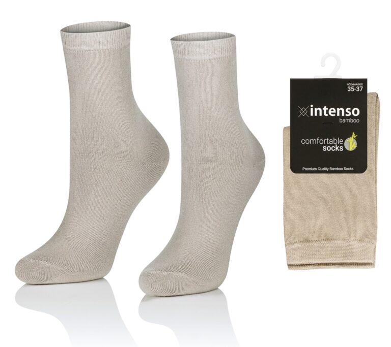 SKARPETKI BAMBUSOWE DAMSKIE / MŁODZIEŻOWE ODDYCHAJĄCE JASNY BEŻ