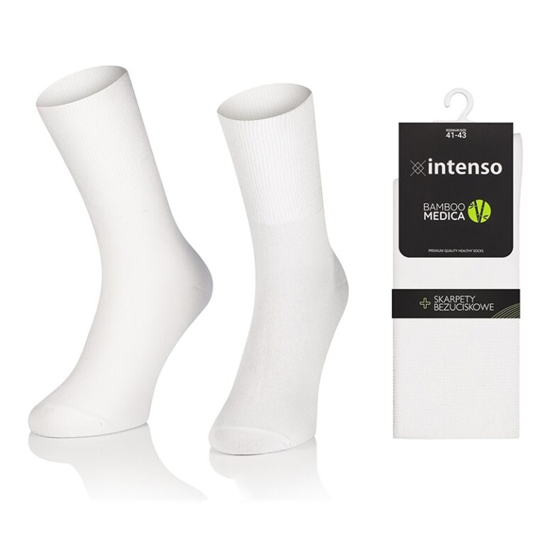 Skarpety bezuciskowe bambusowe zdrowotne Bamboo Medica Biały
