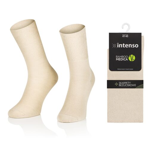 Skarpety bezuciskowe bambusowe zdrowotne Bamboo Medica Jasny beż