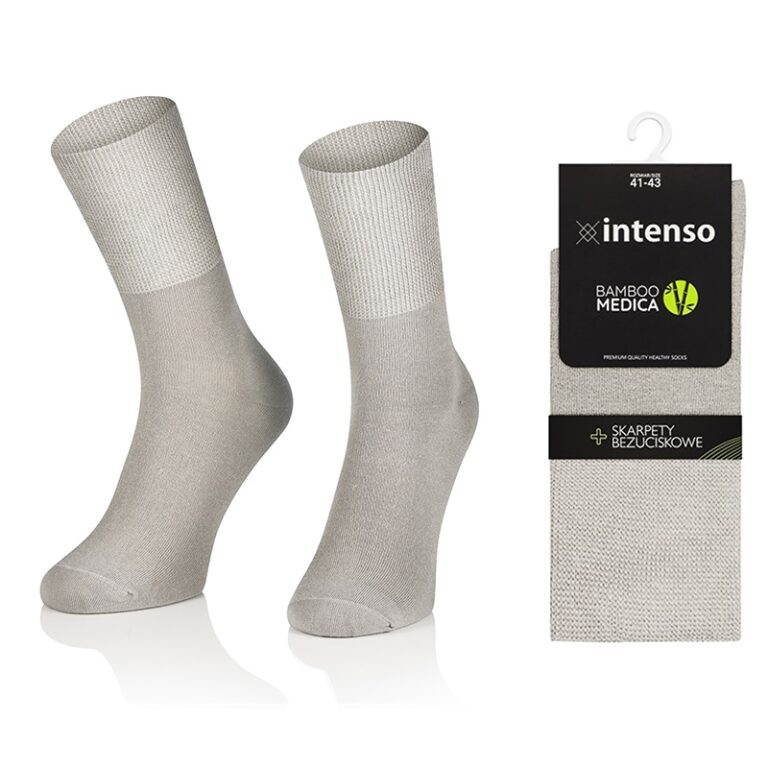 Skarpety bezuciskowe bambusowe zdrowotne Bamboo Medica Popiel