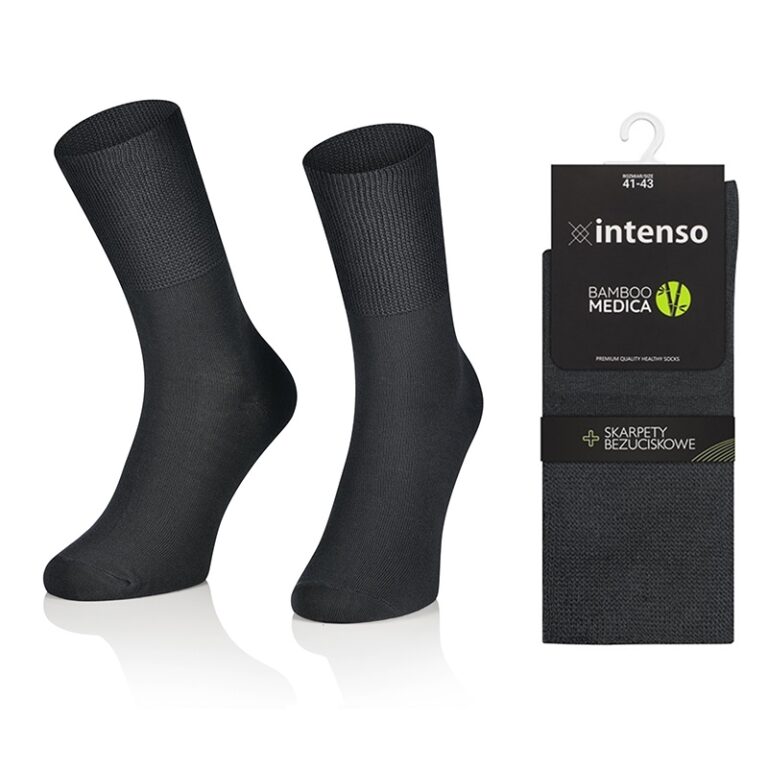 Skarpety bezuciskowe bambusowe zdrowotne Bamboo Medica Grafit