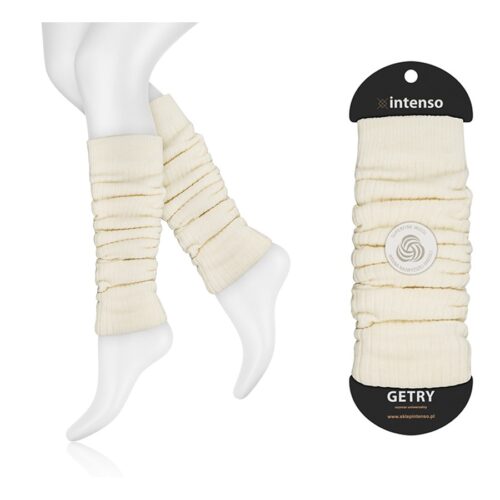 Getry wełniane ocieplacze ecru