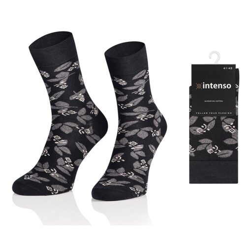 ELEGANCKIE SKARPETY MĘSKIE WE WZORY WZ30 KWIATY GRAFIT