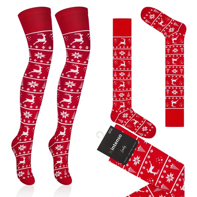 ZAKOLANÓWKI DAMSKIE BAWEŁNIANE WE WZORY INTENSO ART. 372 WZ. 209