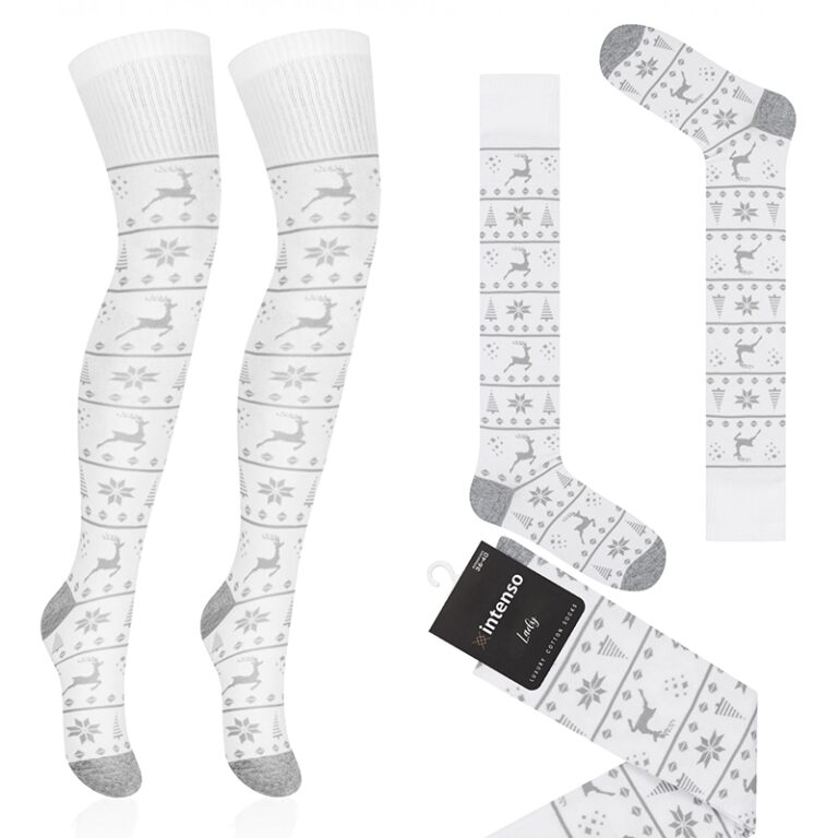 ZAKOLANÓWKI DAMSKIE BAWEŁNIANE WE WZORY INTENSO ART. 372 WZ. 212