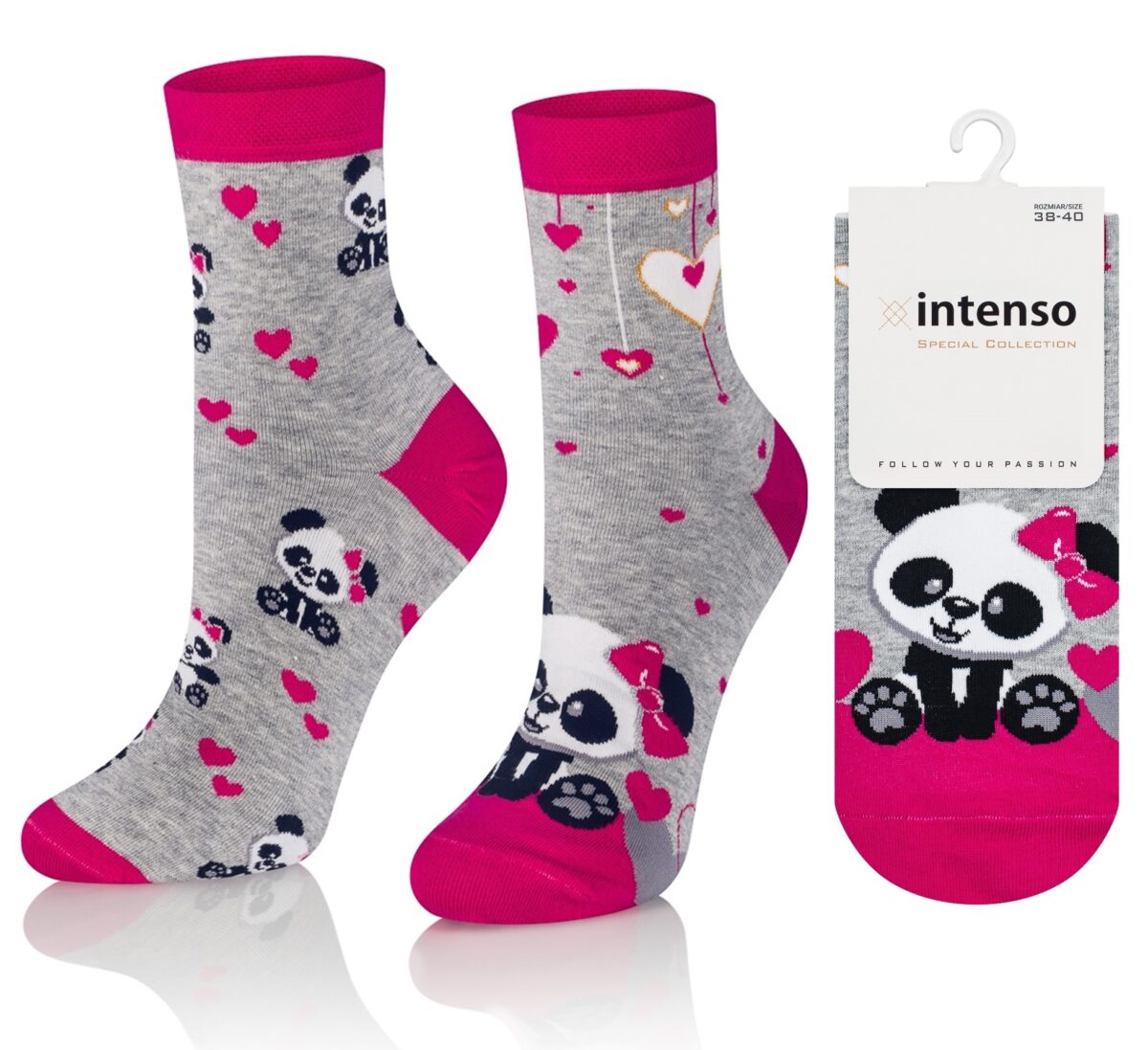 Skarpetki walentynkowe damskie Art. 0471 wz. 002 Pandy