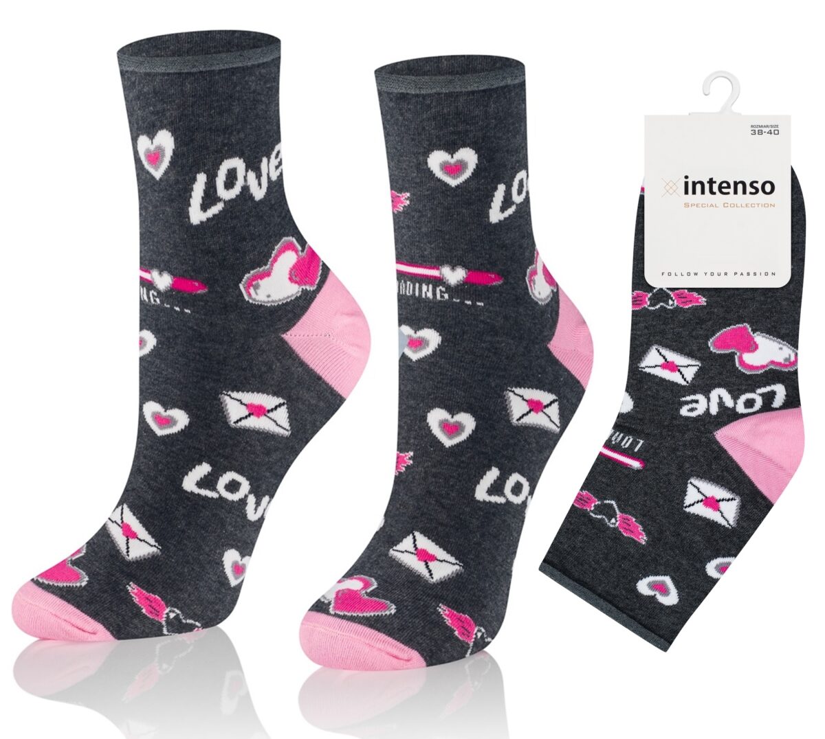 Skarpetki walentynkowe damskie Art. 0471 wz. 001 Listy