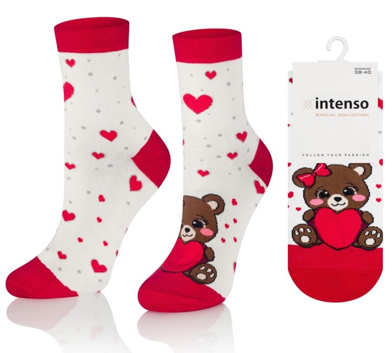 Skarpetki walentynkowe damskie Art. 0471 wz. 003 Miś