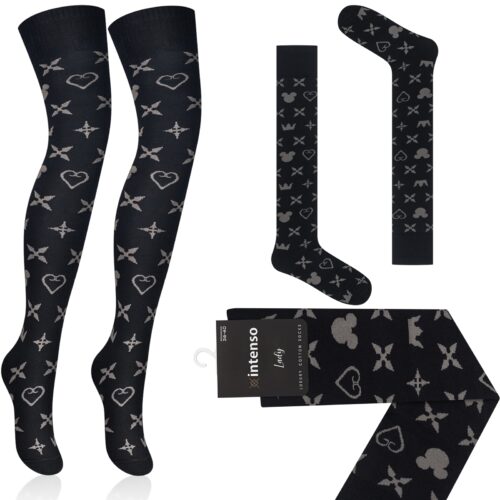 ZAKOLANÓWKI DAMSKIE BAWEŁNIANE WE WZORY INTENSO ART. 372 WZ. AA2