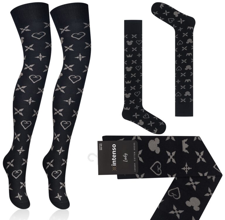 ZAKOLANÓWKI DAMSKIE BAWEŁNIANE WE WZORY INTENSO ART. 372 WZ. AA2