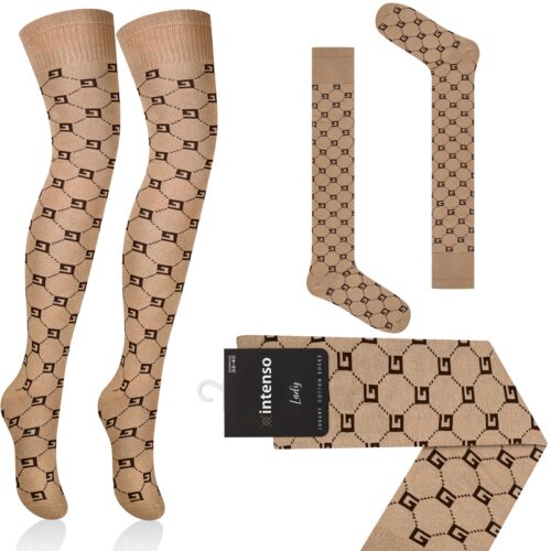 ZAKOLANÓWKI DAMSKIE BAWEŁNIANE WE WZORY INTENSO ART. 372 WZ. BB3