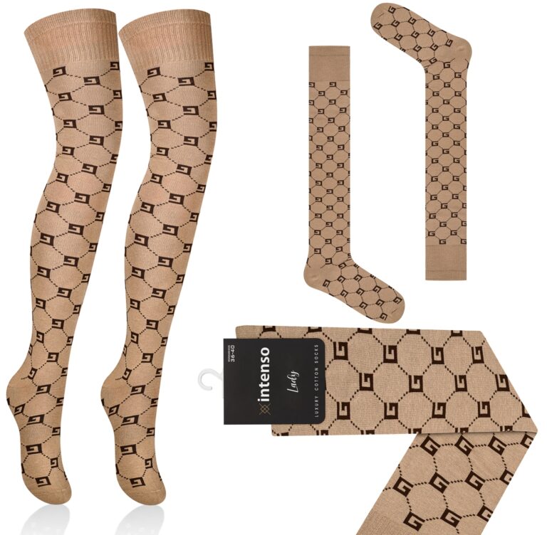 ZAKOLANÓWKI DAMSKIE BAWEŁNIANE WE WZORY INTENSO ART. 372 WZ. BB3