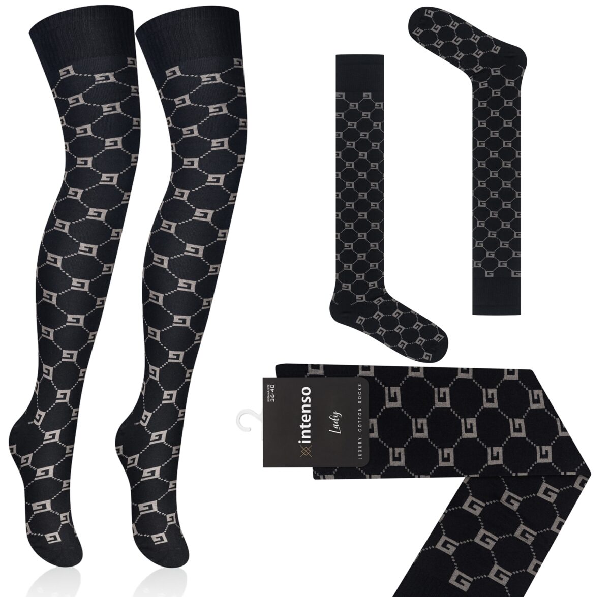 Zakolanówki damskie bawełniane Intenso Luxury ART. 372 WZ. BB2