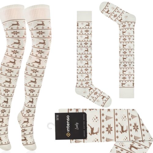 ZAKOLANÓWKI DAMSKIE BAWEŁNIANE WE WZORY INTENSO ART. 372 WZ. Z02