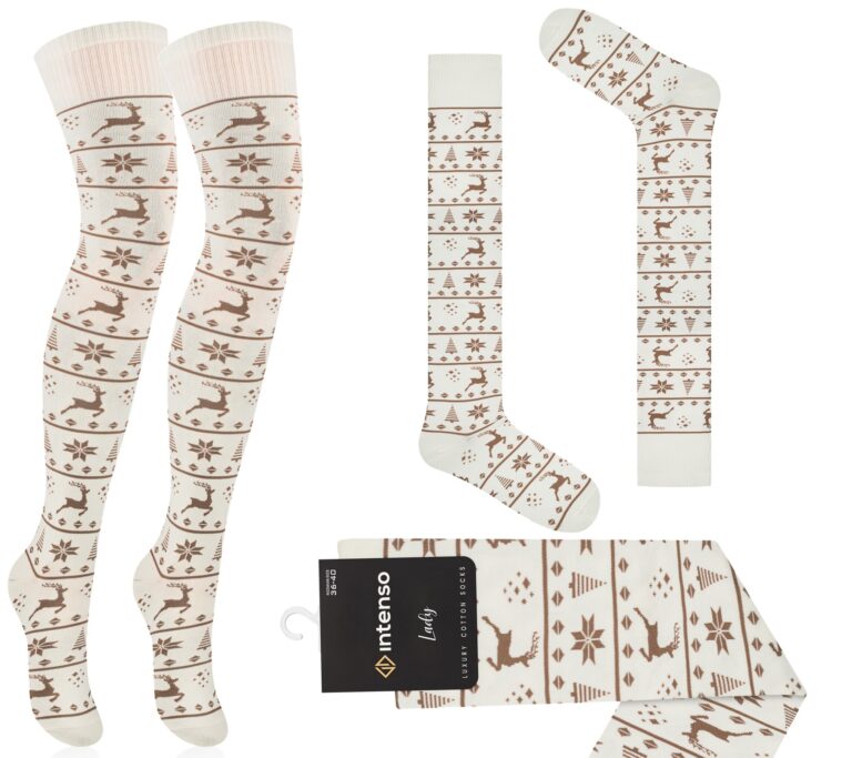 ZAKOLANÓWKI DAMSKIE BAWEŁNIANE WE WZORY INTENSO ART. 372 WZ. Z02