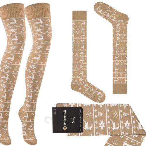 ZAKOLANÓWKI DAMSKIE BAWEŁNIANE WE WZORY INTENSO ART. 372 WZ. Z03