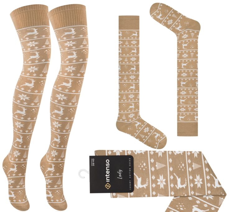 ZAKOLANÓWKI DAMSKIE BAWEŁNIANE WE WZORY INTENSO ART. 372 WZ. Z03