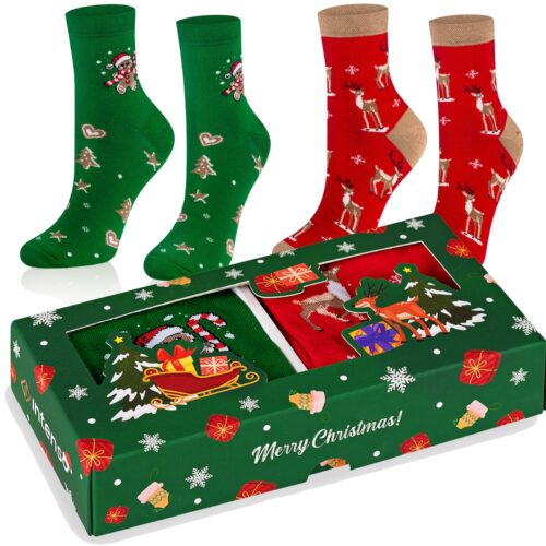 Skarpetki świąteczne Zestaw Prezentowy Damski w pudełku 2-PAK zielony