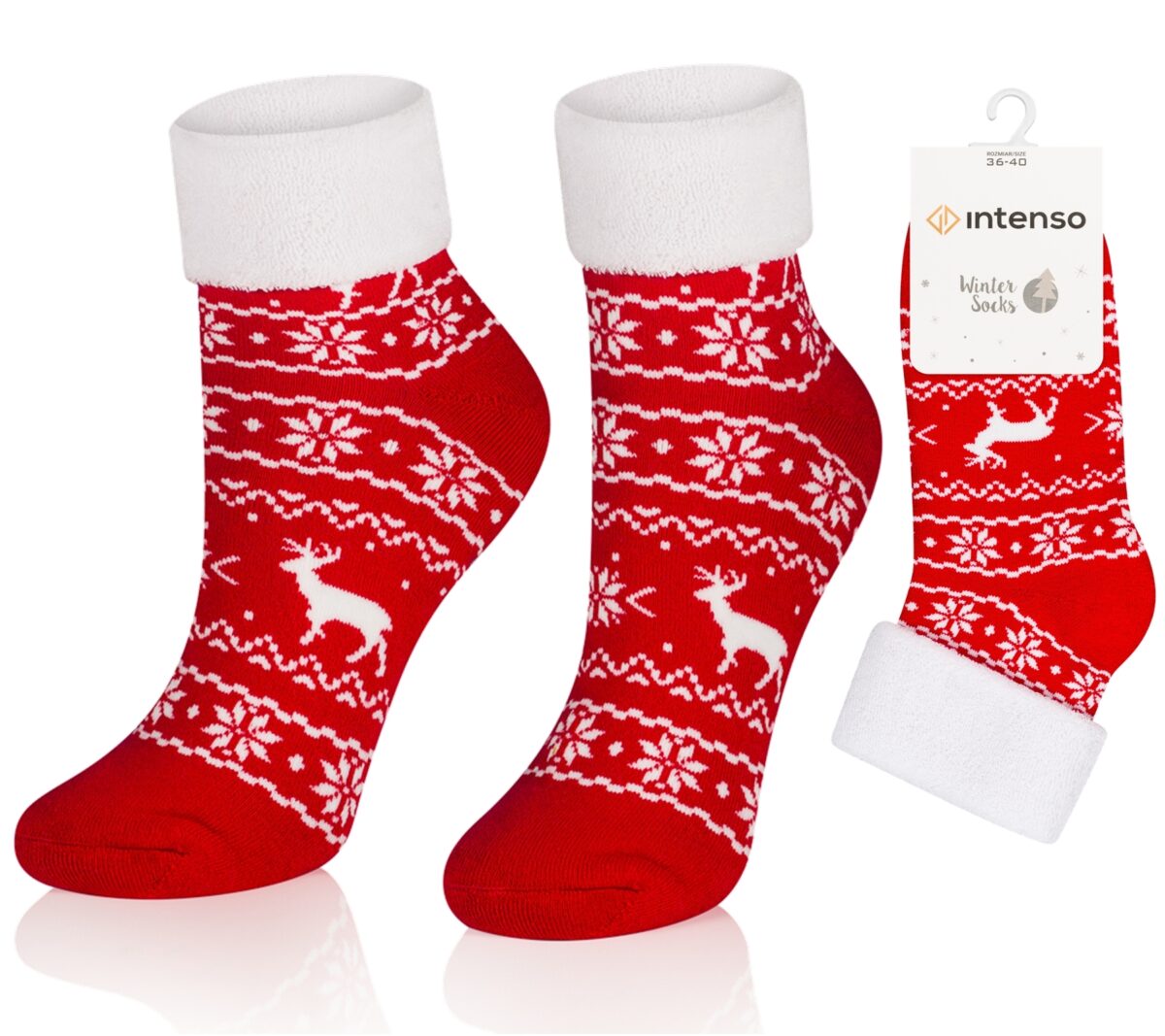 Skarpetki bezuciskowe damskie frotte Winter we wzory ART. 0457 wzór R02